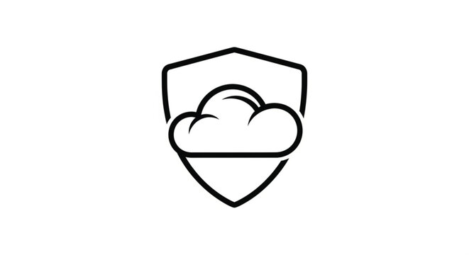 Cloud Security Shield Icon Design.