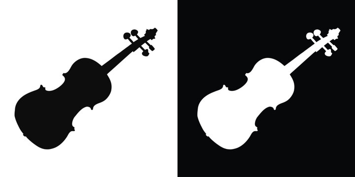 Violin silhouette vector, Violin icon. Music instrument silhouette vector illustration