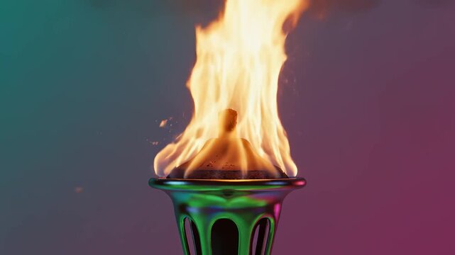 Flaming torch against gradient background