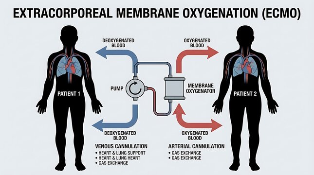 Extracorporeal membrane oxygenation ecmo life support system diagram