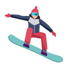 Fototapeta premium Flat design illustration of a snowboarder in action