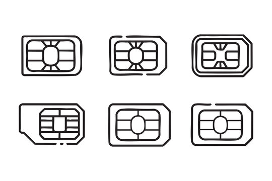 Minimal SIM Card Vector Icon Set for Smartphone, Mobile App, and Web Design