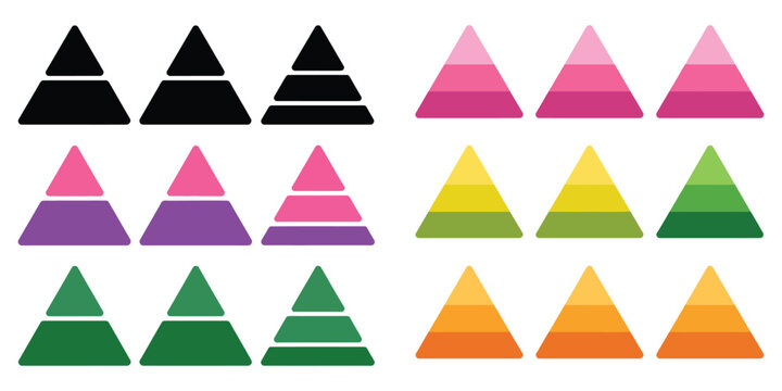 Levels of triangular pyramid Maslow layer diagram illustrating hierarchical structure, development stages, organizational growth model, and strategic business progression infographic design