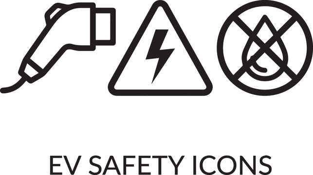 Electric hazard warning symbols for ev safety precautions
