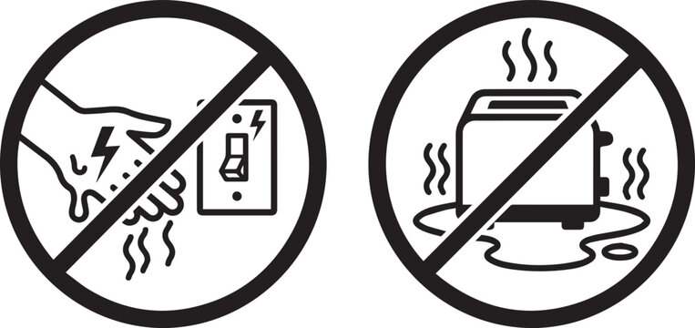 Electrical hazard warning signs for safety precautions and awareness