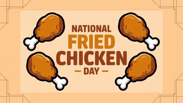 National Fried Chicken Day graphic illustration with chicken drumsticks and a beige background