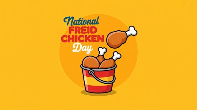 National Fried Chicken Day illustration with bucket and drumsticks