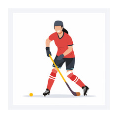 Fototapeta premium Flat design illustration of a hockey player with stick and puck