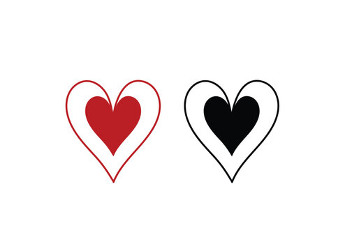 Vector illustration of red and black heart shapes on white background