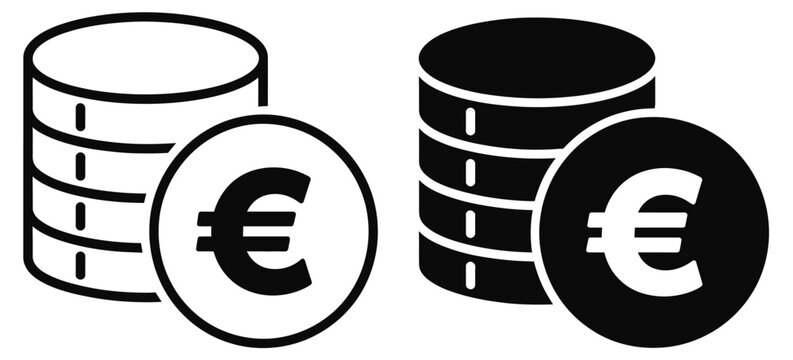 euro coin stack money icon flat design symbol for finance economy accounting and digital payment systems interface
