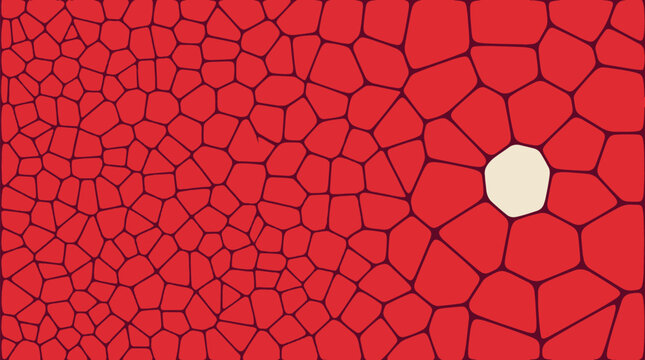 Irregular polygonal pattern with a single white octagon a vector illustration in shades of red abstract angular