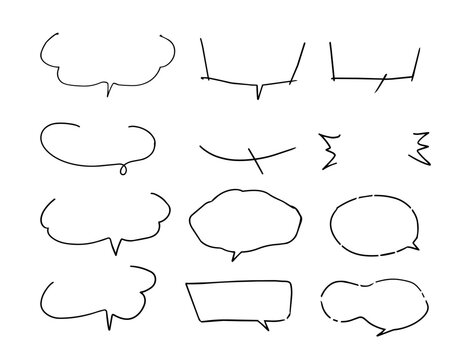 線で構成した手描きの吹き出しセット