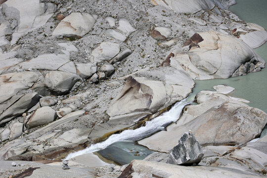 The origin-source- of the Rhone River in the canton of Valais, Switzerland