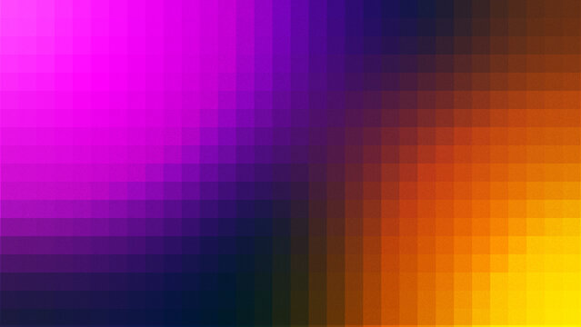 Abstract geometric pixel art gradient background with vibrant purple and orange color transitions