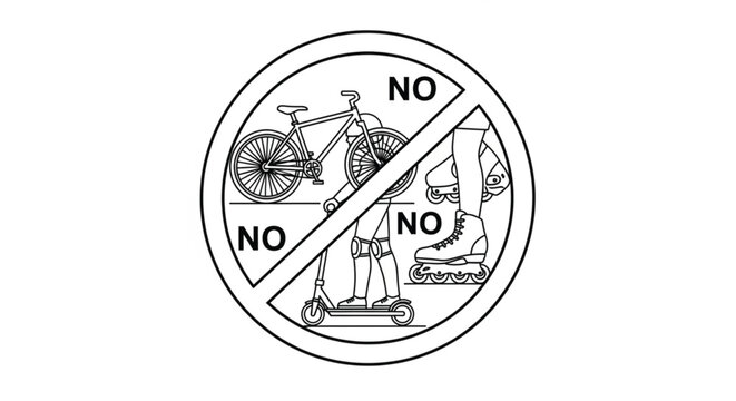 No Bicycle Scooter Sign Symbol.