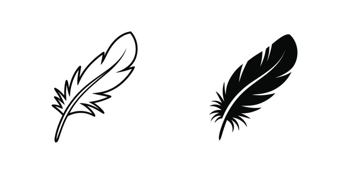 Feather icon simple minimal line style symbol representing lightness softness writing quill and elegant nature inspired design