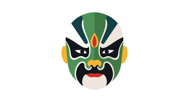Colorful Traditional Chinese Opera Face Mask Design Illustration.