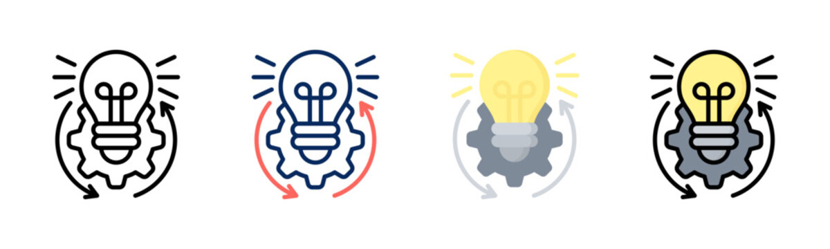 Process Improvement icon set multiple style collection