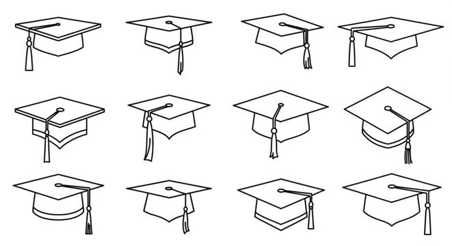Graduation caps with tassels.