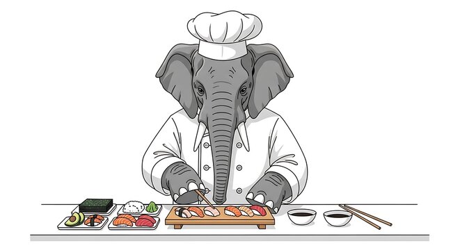 Robot chef preparing gourmet dish in kitchen.