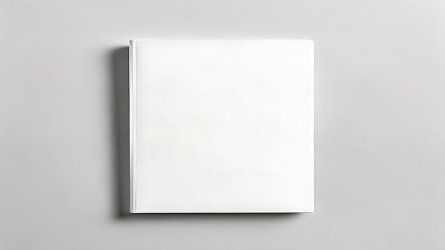 Isolated square blank book mockup with clean texture, branding presentation template, corporate identity, display portfolio