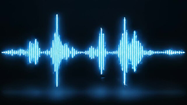 Blue neon sound wave pattern