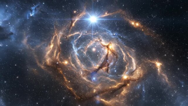 Galaxy with bright star and nebula