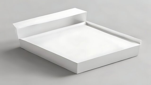 Isolated empty luxury drawer box mockup for branding presentation featuring clean white paper texture and flat design