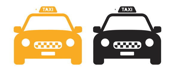 Taxi Service Icons Set presenting taxi car signs, taxicab symbols, transportation service graphics, ride booking and taxi calling icons, isolated vector illustration elements © MD. ARIF ISLAM