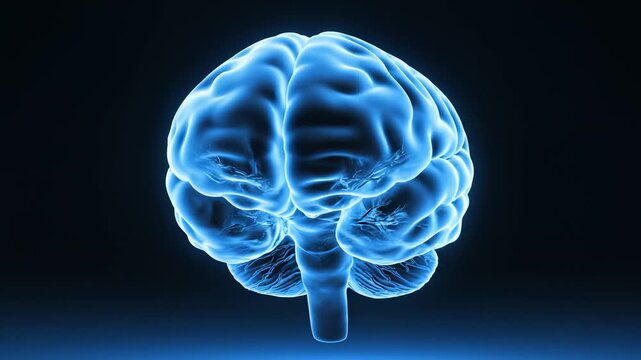 Blue glowing human brain