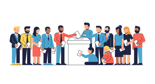 Diverse people casting votes at polling station, election day concept