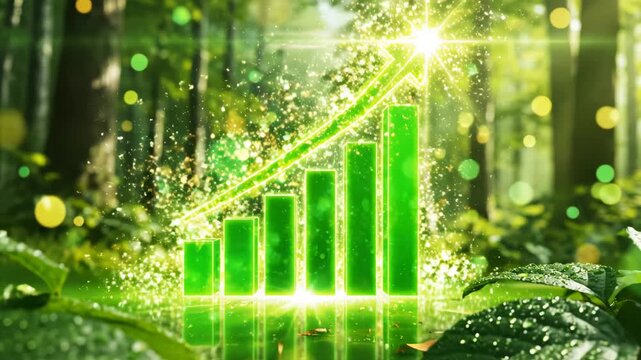 Forest with glowing growth chart