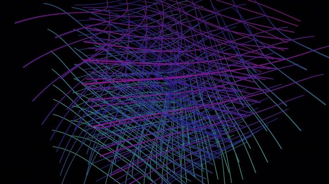 Seamless 4K loop of a glowing emerald warp grid morphing through an abstract topology field with cinematic depth. Ideal for music video, science background. 4K UHD.