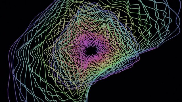 Abstract 4K UHD loop featuring a glowing ice blue chladni pattern morphing through an abstract topology field drifting in hypnotic slow motion. Ideal for vj loop, meditation background. 4K UHD.