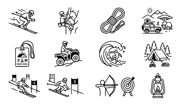 Adventure Line Duotone Icon Collection Editable Stroke Vector Set