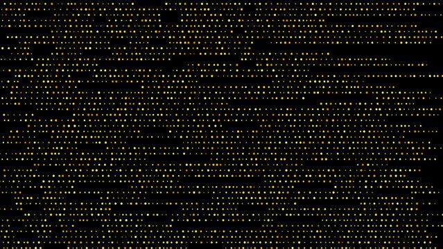 Golden particle grid texture background with tiny glowing points of light for digital abstract wallpaper and web banner