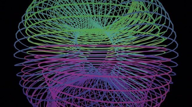 Hypnotic seamless loop of a glowing violet clifford torus morphing through an abstract topology field in crisp volumetric detail. Ideal for vj loop, corporate background. 4K UHD.