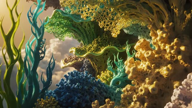 Colorful underwater coral and sea plants