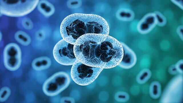 Microscopic view of bacterial cells