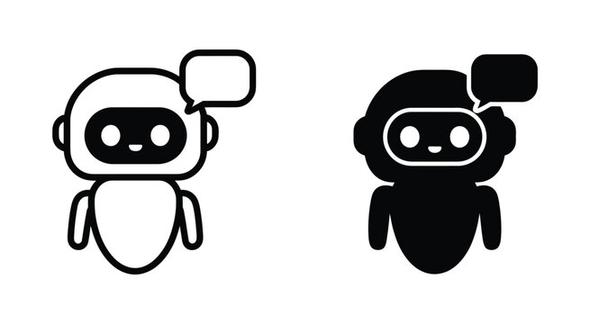 Artificial intelligence chatbot icon set with virtual assistant messaging automation and conversational technology vector symbols