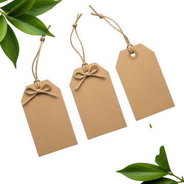 Three brown kraft paper tags hanging on twine