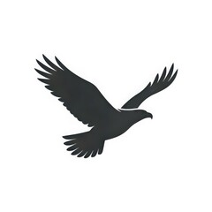 Fototapeta premium Elegant eagle silhouette vector illustration, flying bird minimal design, isolated on white background, clean smooth edges, simple wildlife graphic, premium editable vector