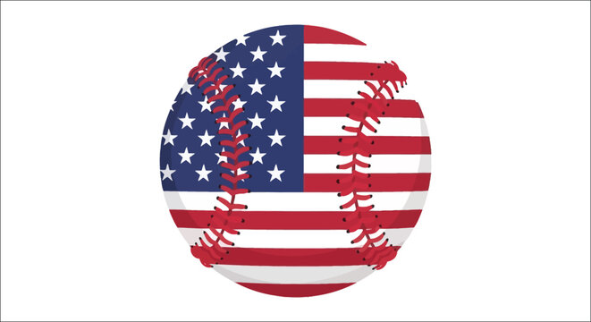 Baseball with american flag pattern vector illustration on white background
