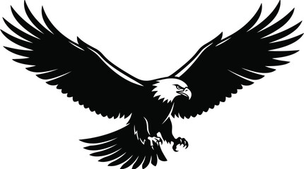 Fototapeta premium Bald eagle flying vector illustration silhouette