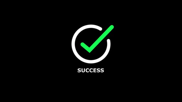 Minimalist with a green checkmark inside a white circle and the word success displayed in white text on a black background