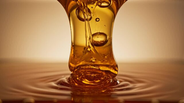 Honey flowing into a container