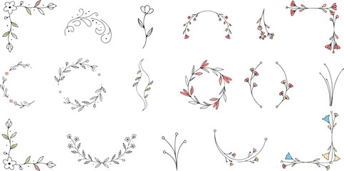 Floral wreath and border elements © MdAzizul