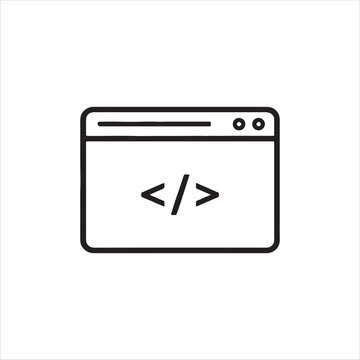Web development icon, browser window with code symbol