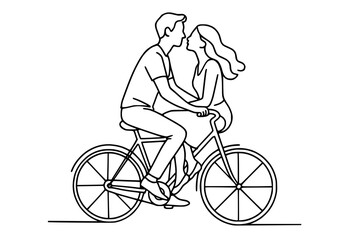 Fototapeta premium silhouette of a couple on a bicycle