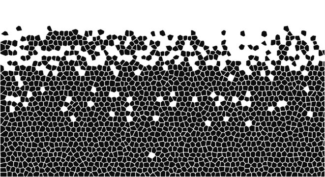 Geometric mosaic pattern with dissolving effect on white background